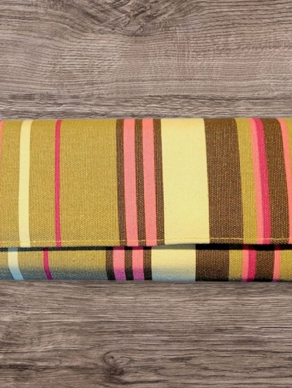 🤎 Super Cute, Lightweight Stripe Canvas Wallet in Yellow, Brown, Pink NWOT